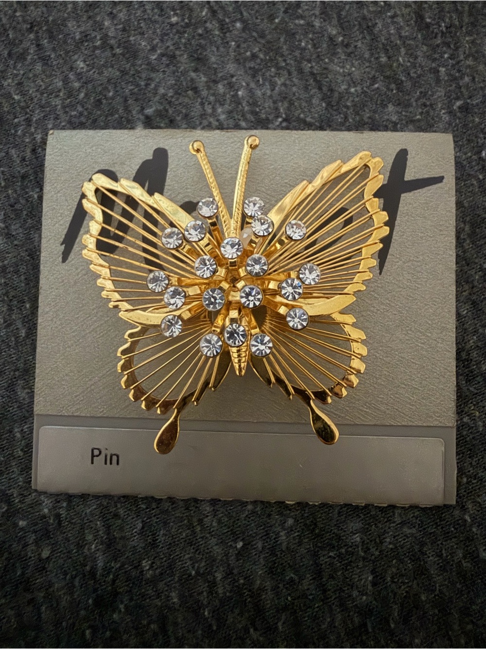 NWT 1960’s Vintage Monet Rhinestone Butterfly Brooch